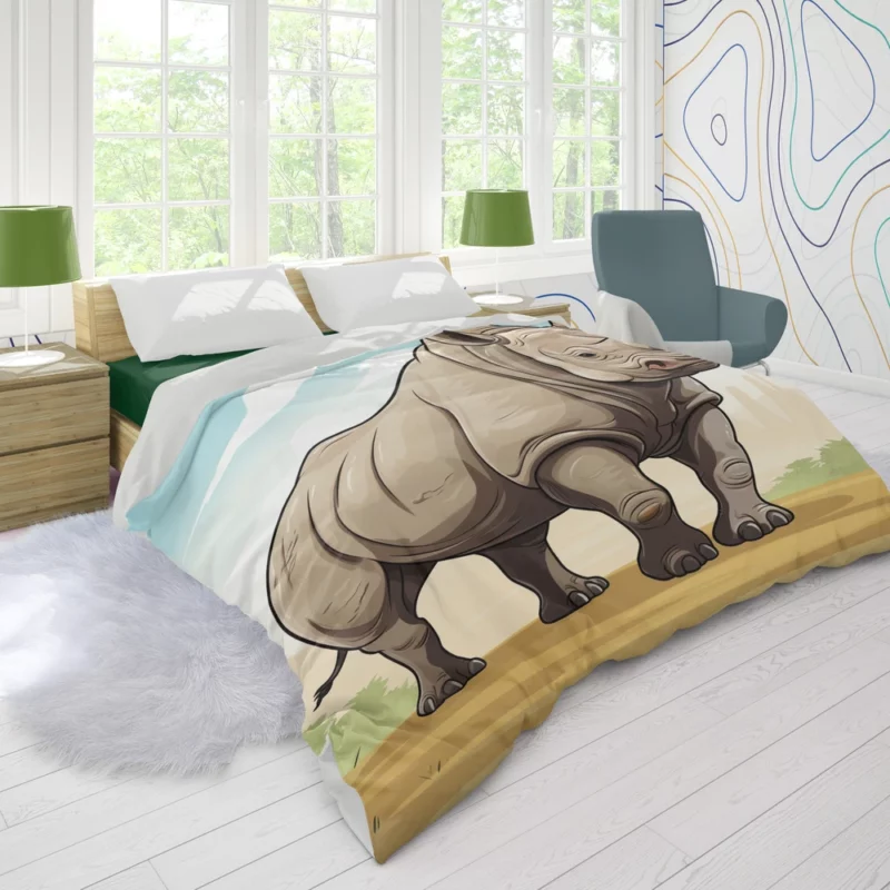 Cartoon Vector Rhino Duvet Cover