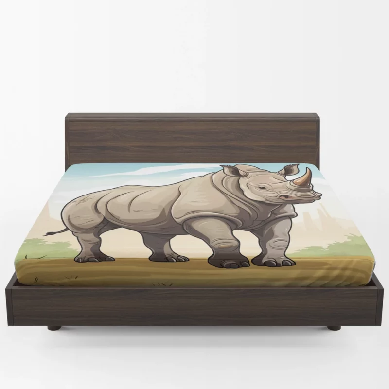 Cartoon Vector Rhino Fitted Sheet 1