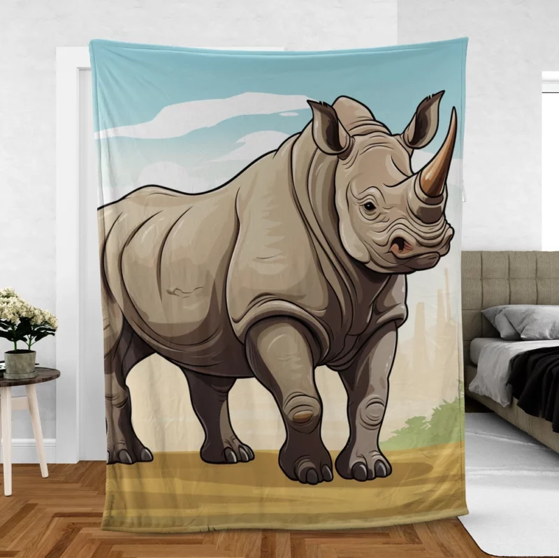 Cartoon Vector Rhino Fleece Blanket