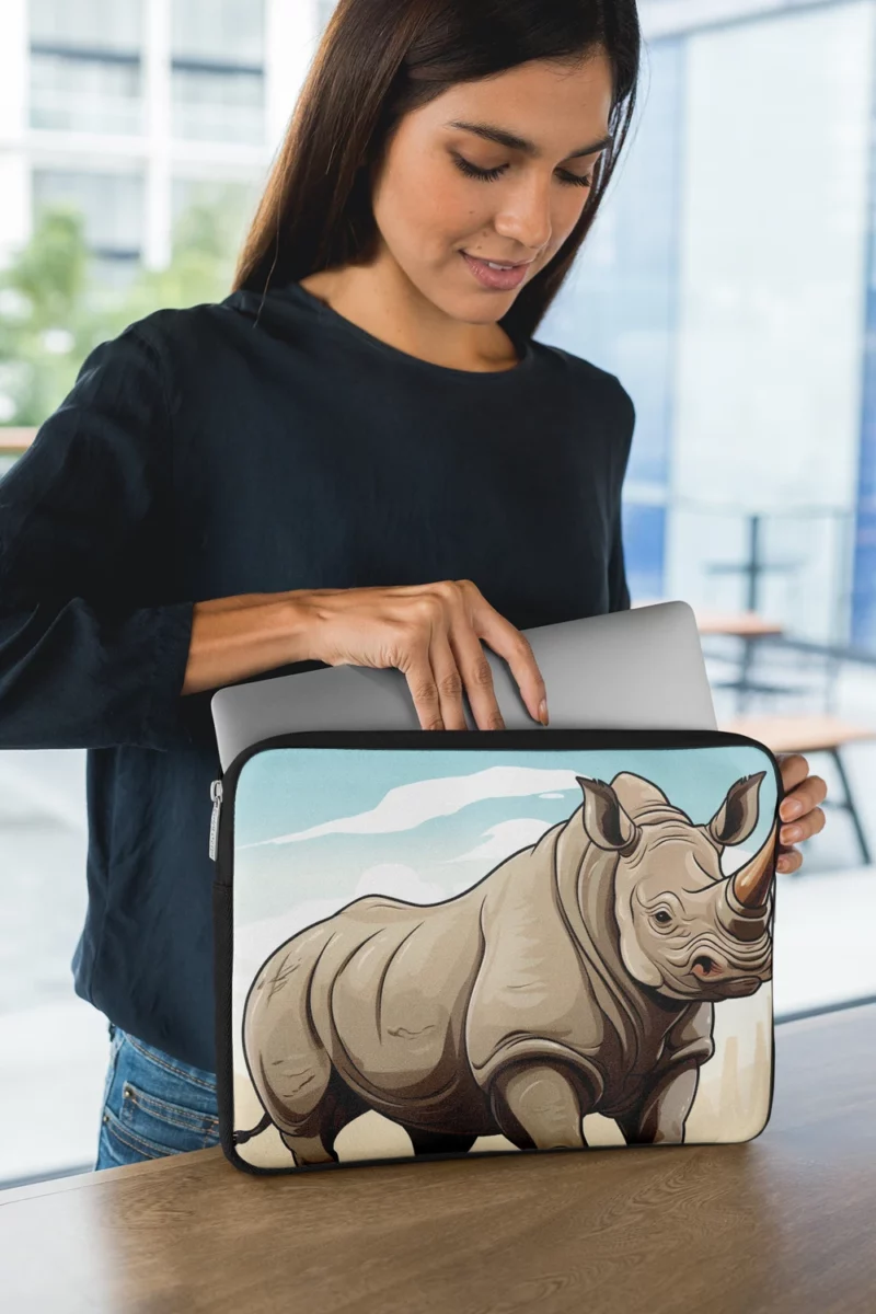 Cartoon Vector Rhino Laptop Sleeve 1