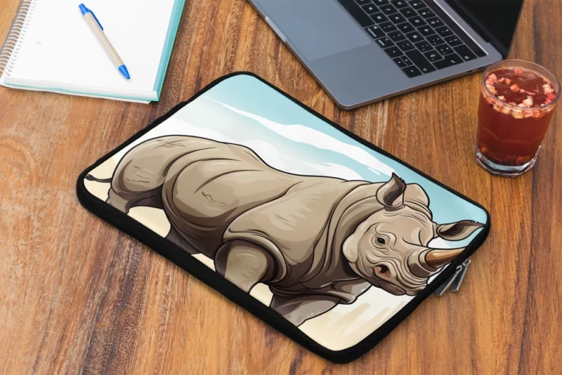 Cartoon Vector Rhino Laptop Sleeve 2