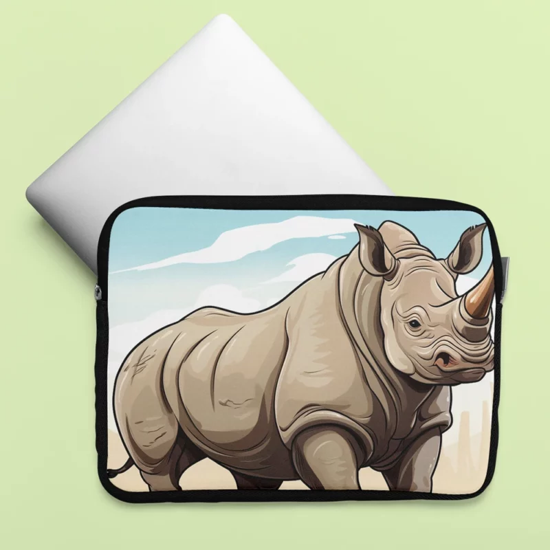 Cartoon Vector Rhino Laptop Sleeve