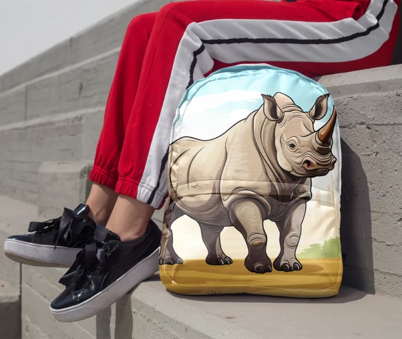 Cartoon Vector Rhino Minimalist Backpack 1