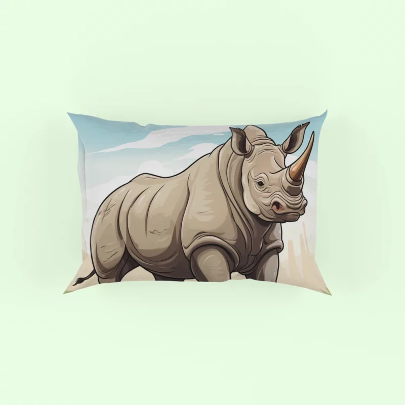 Cartoon Vector Rhino Pillow Case