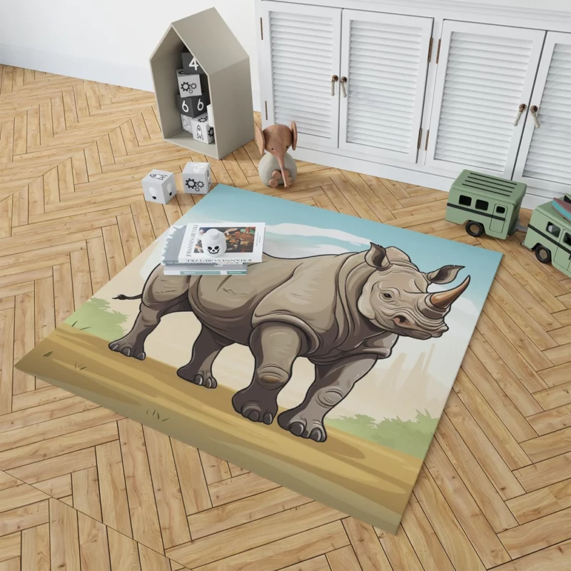 Cartoon Vector Rhino Rug 1