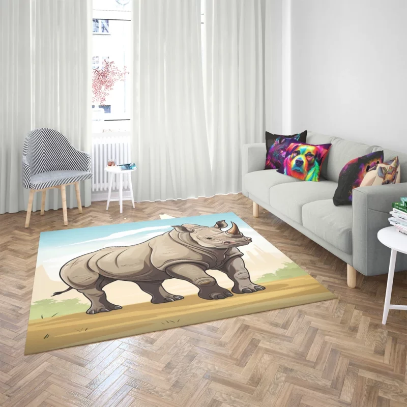 Cartoon Vector Rhino Rug 2