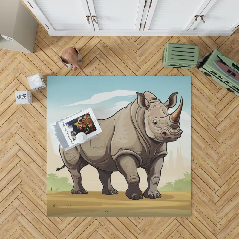 Cartoon Vector Rhino Rug