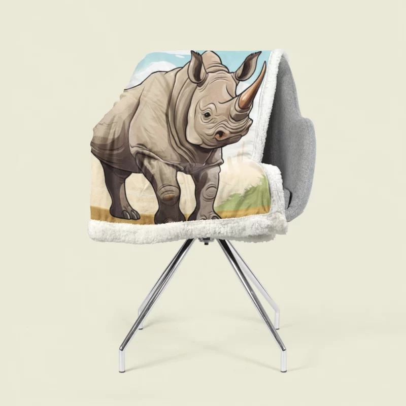 Cartoon Vector Rhino Sherpa Fleece Blanket 1