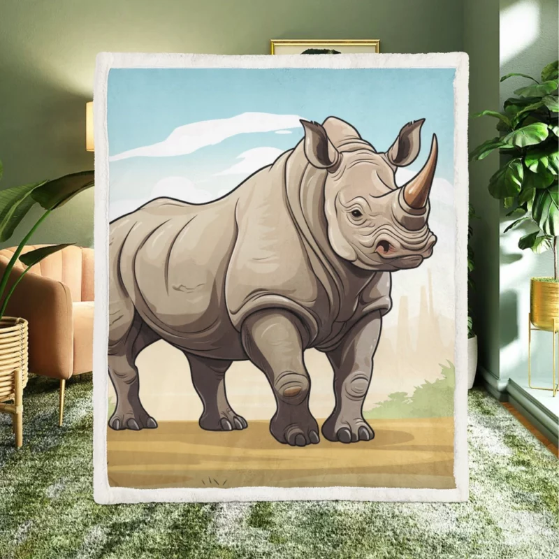 Cartoon Vector Rhino Sherpa Fleece Blanket