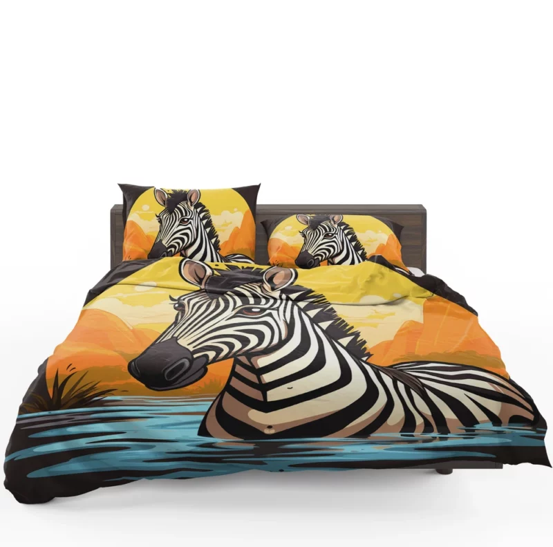 Cartoon Zebra Logo Bedding Set 1