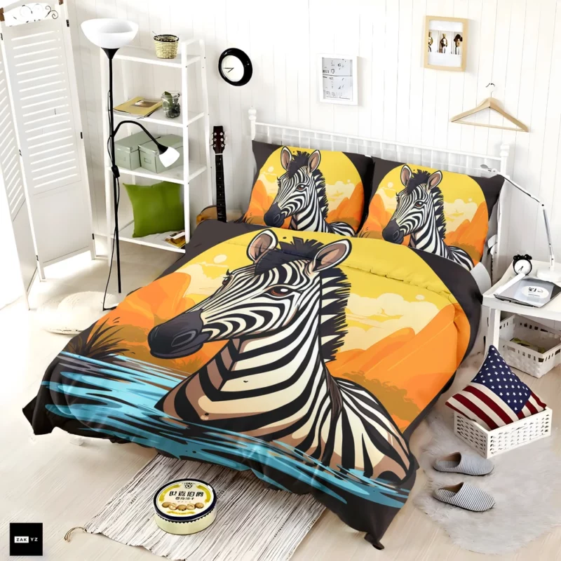 Cartoon Zebra Logo Bedding Set