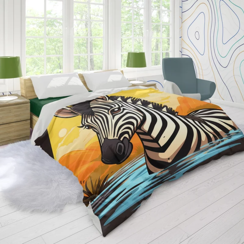 Cartoon Zebra Logo Duvet Cover