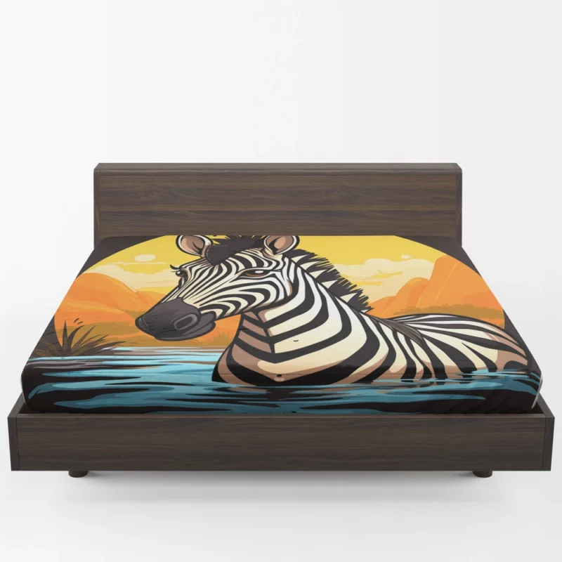 Cartoon Zebra Logo Fitted Sheet 1