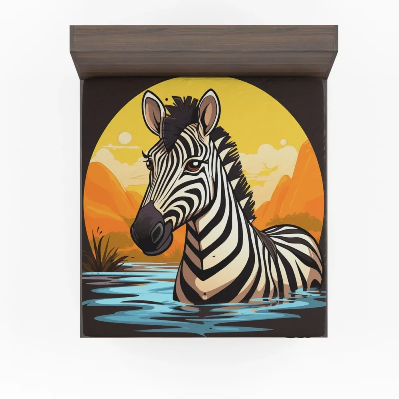 Cartoon Zebra Logo Fitted Sheet