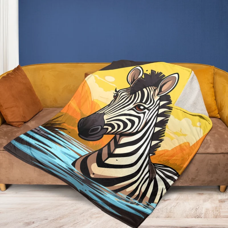 Cartoon Zebra Logo Fleece Blanket 1