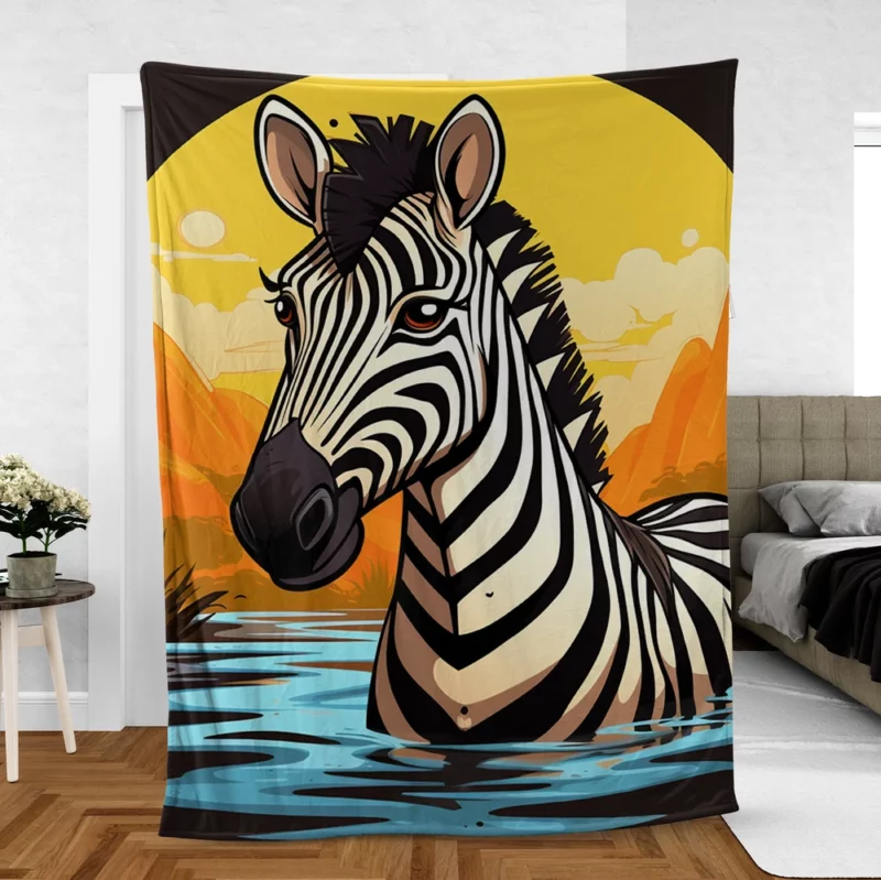 Cartoon Zebra Logo Fleece Blanket