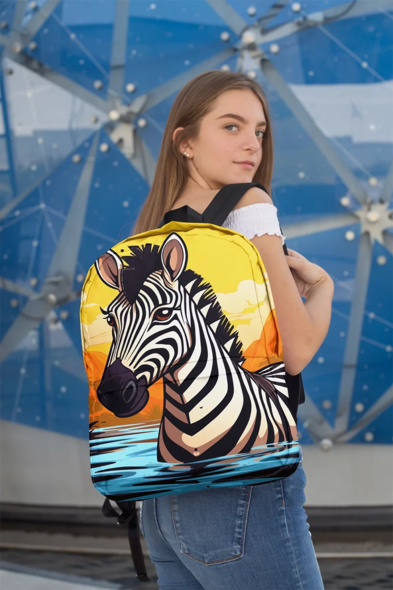 Cartoon Zebra Logo Minimalist Backpack 2