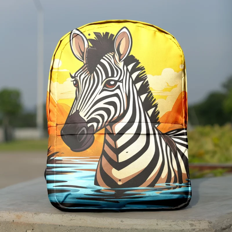 Cartoon Zebra Logo Minimalist Backpack