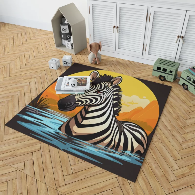 Cartoon Zebra Logo Rug 1