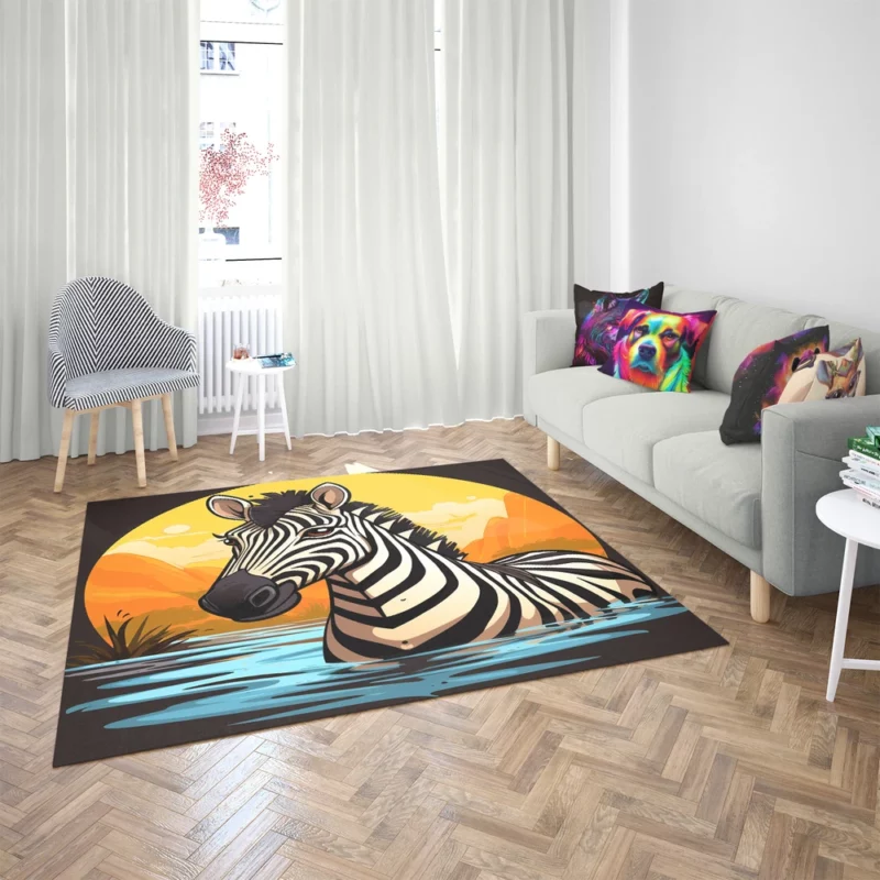 Cartoon Zebra Logo Rug 2