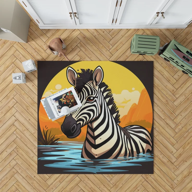 Cartoon Zebra Logo Rug