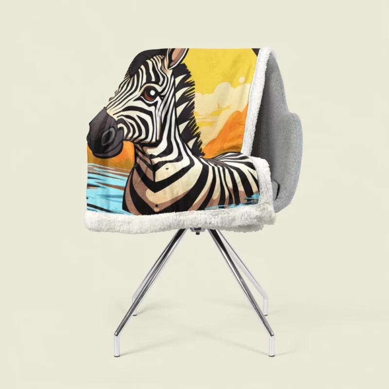 Cartoon Zebra Logo Sherpa Fleece Blanket 1