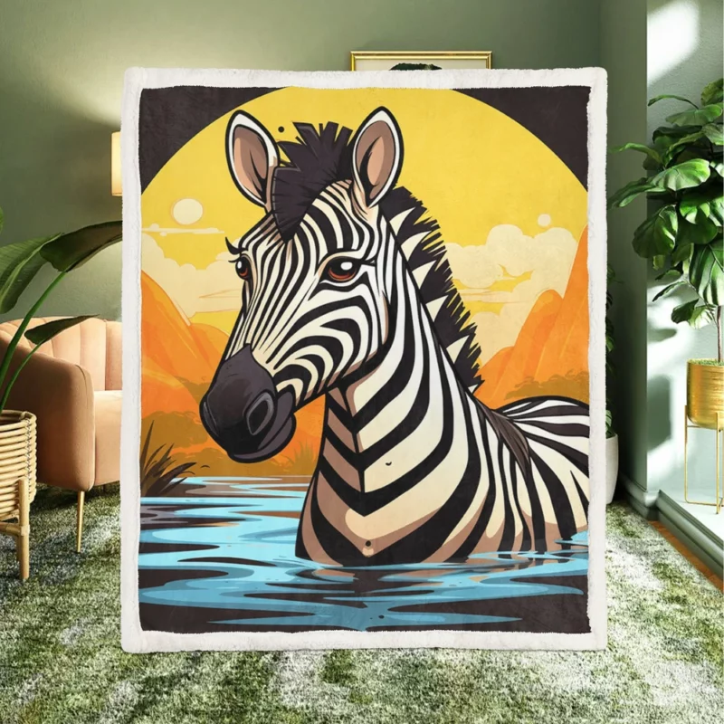 Cartoon Zebra Logo Sherpa Fleece Blanket