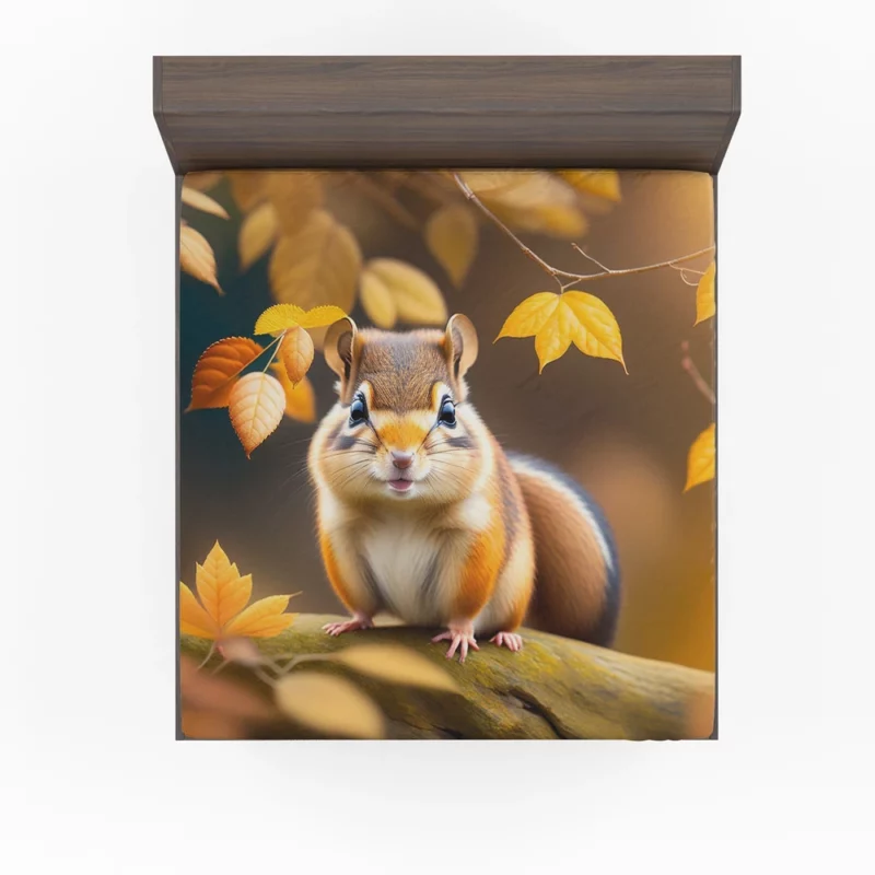 Charming Chipmunk in the Golden Autumn Canopy Fitted Sheet