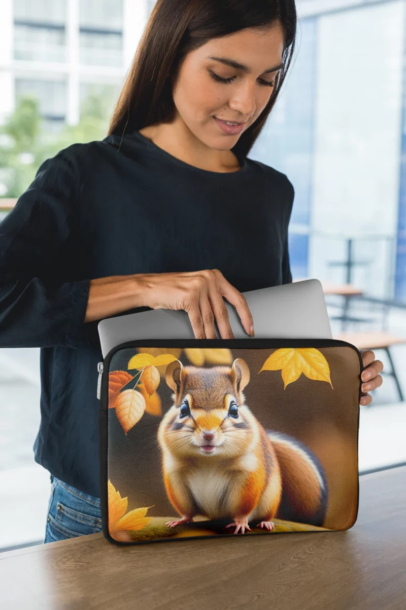 Charming Chipmunk in the Golden Autumn Canopy Laptop Sleeve 1