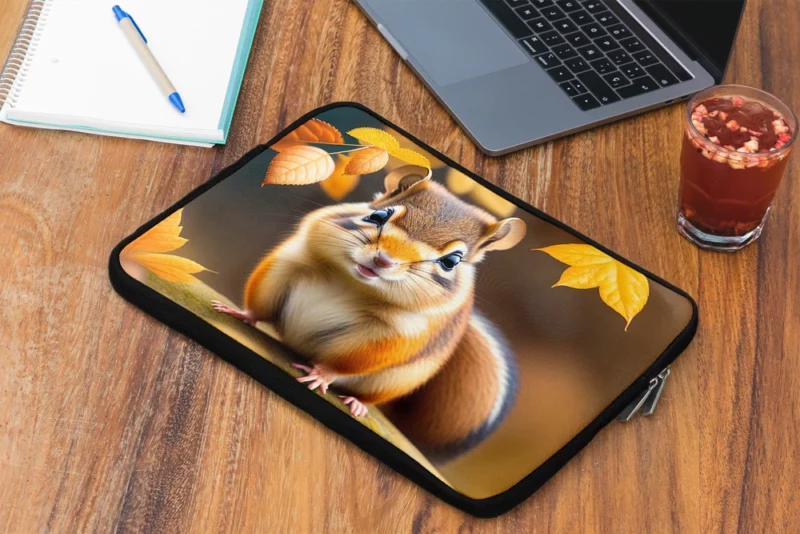 Charming Chipmunk in the Golden Autumn Canopy Laptop Sleeve 2