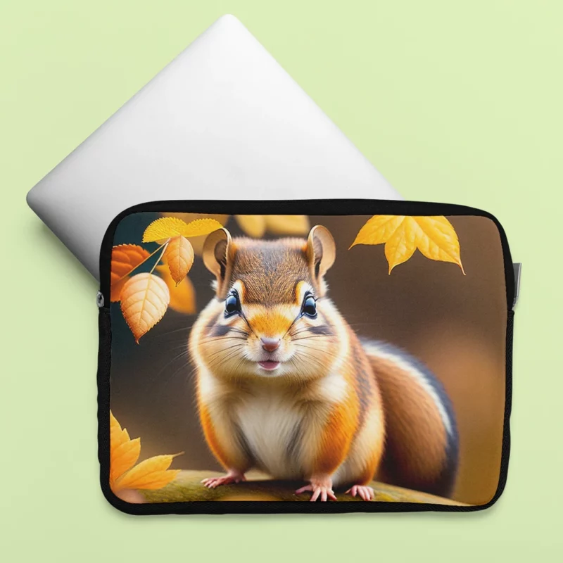 Charming Chipmunk in the Golden Autumn Canopy Laptop Sleeve