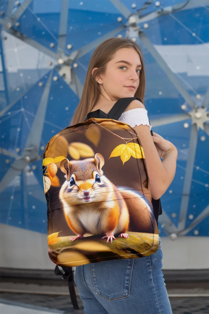 Charming Chipmunk in the Golden Autumn Canopy Minimalist Backpack 2