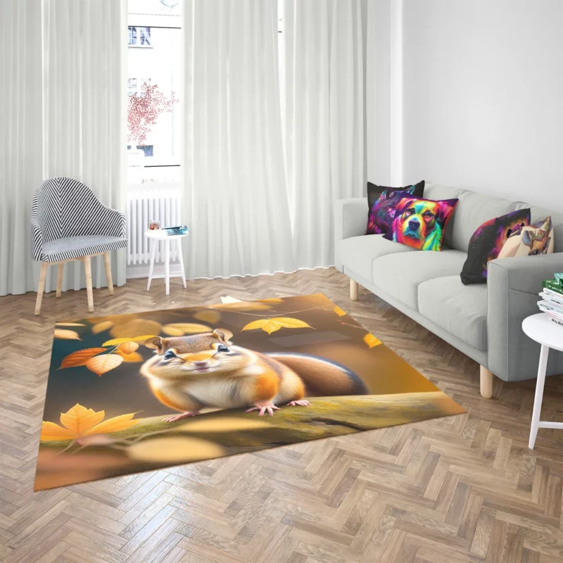 Charming Chipmunk in the Golden Autumn Canopy Rug 2