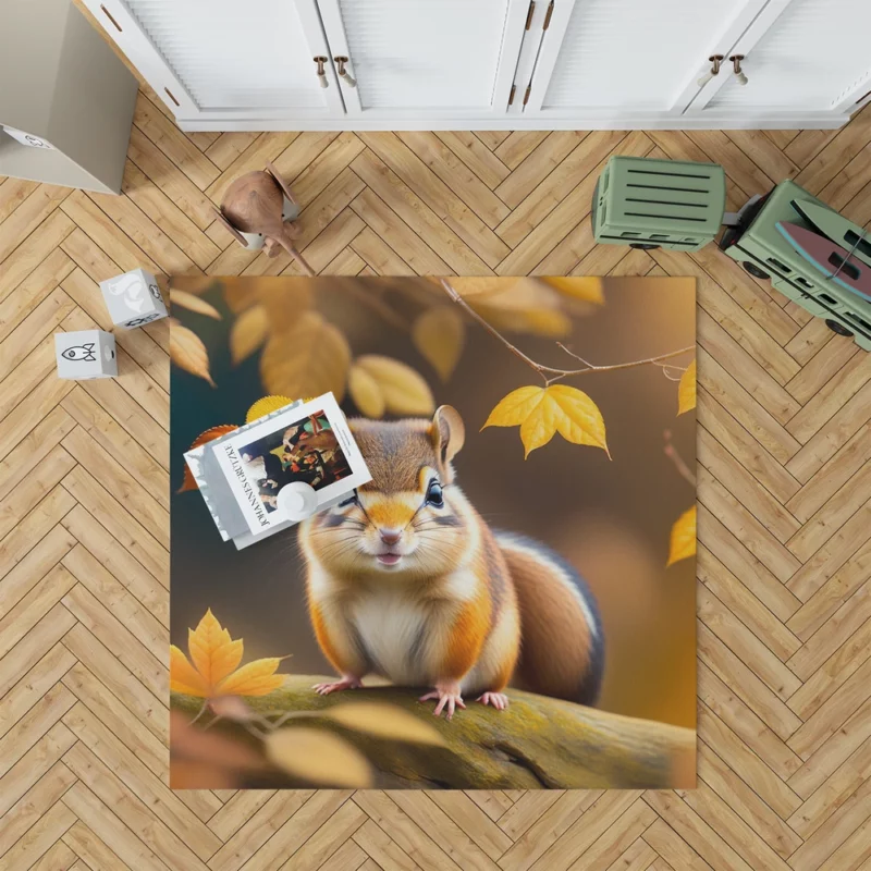 Charming Chipmunk in the Golden Autumn Canopy Rug