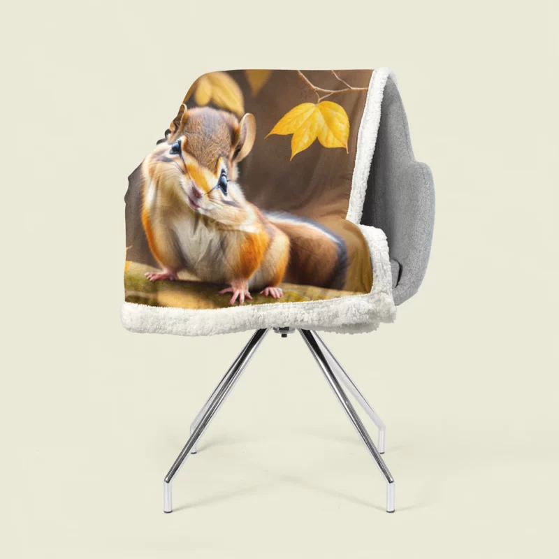 Charming Chipmunk in the Golden Autumn Canopy Sherpa Fleece Blanket 1