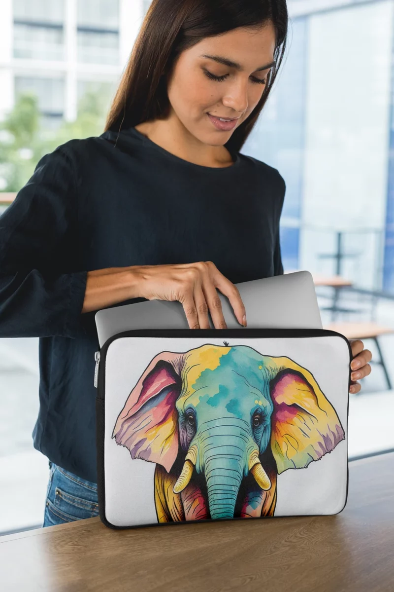 Cheerful Elephant Drawing Laptop Sleeve 1