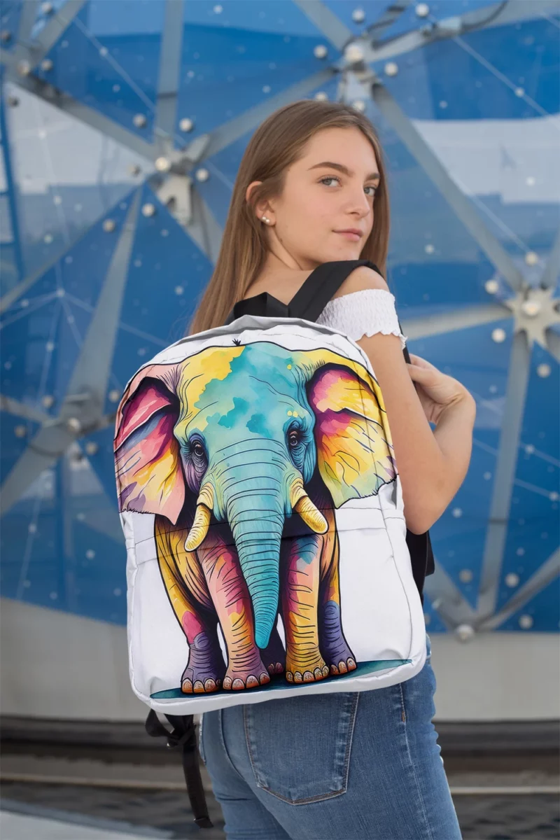 Cheerful Elephant Drawing Minimalist Backpack 2