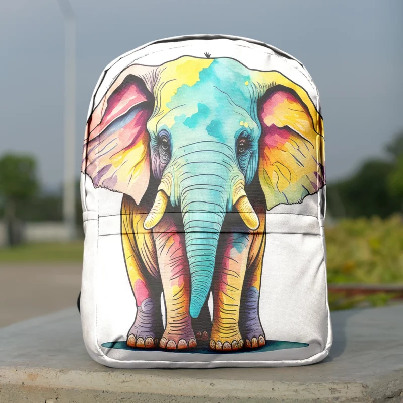 Cheerful Elephant Drawing Minimalist Backpack