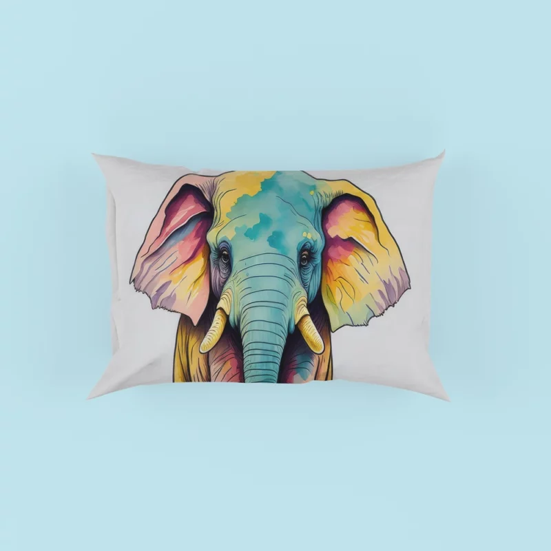 Cheerful Elephant Drawing Pillow Case