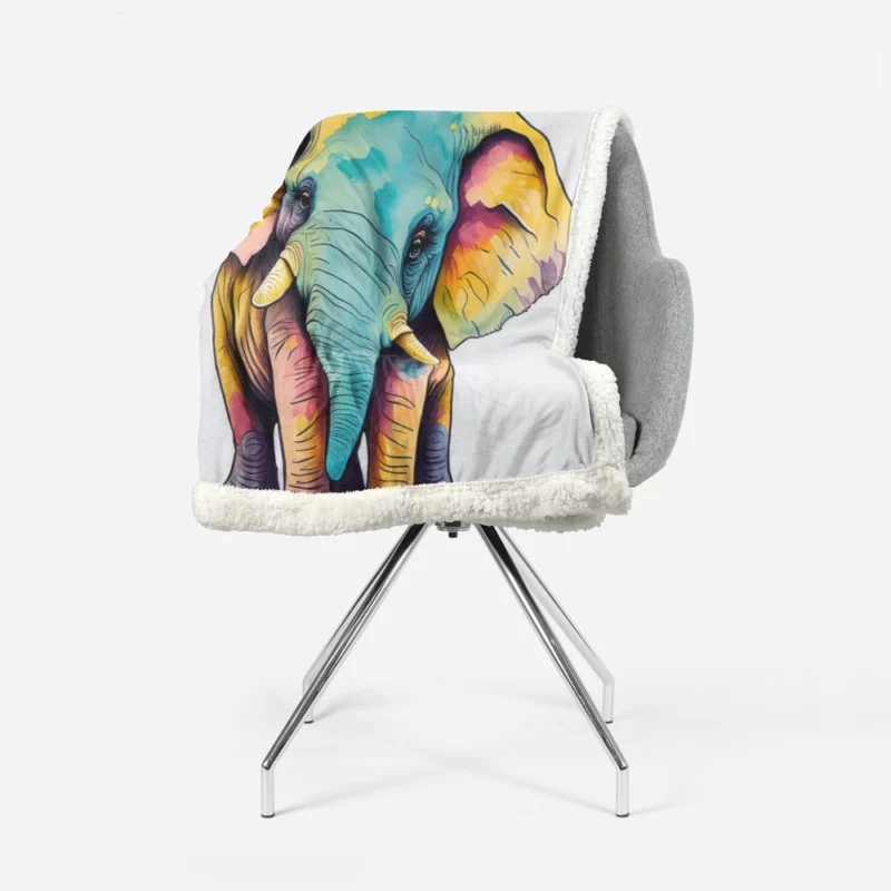 Cheerful Elephant Drawing Sherpa Fleece Blanket 1