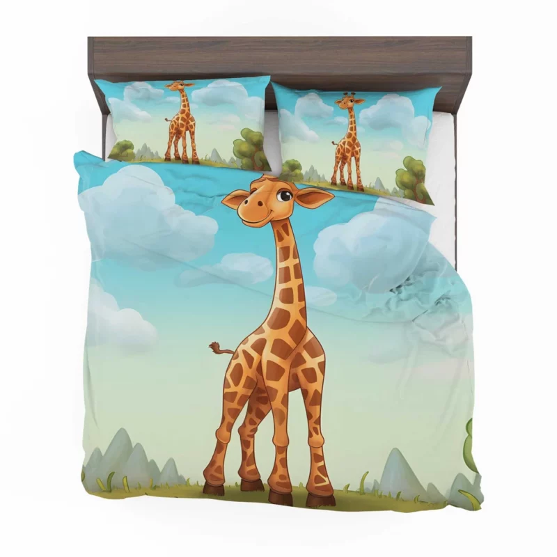 Cheerful Giraffe Under Blue Sky Bedding Set 2