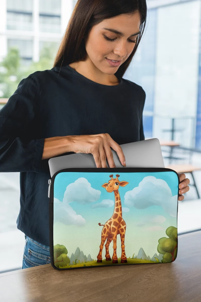 Cheerful Giraffe Under Blue Sky Laptop Sleeve 1