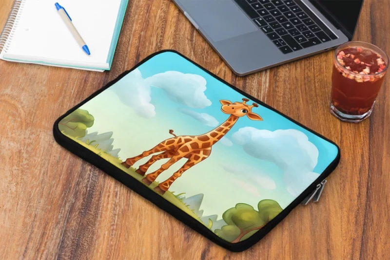 Cheerful Giraffe Under Blue Sky Laptop Sleeve 2