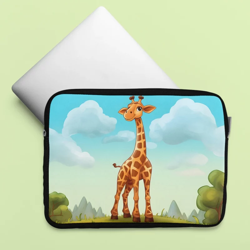 Cheerful Giraffe Under Blue Sky Laptop Sleeve