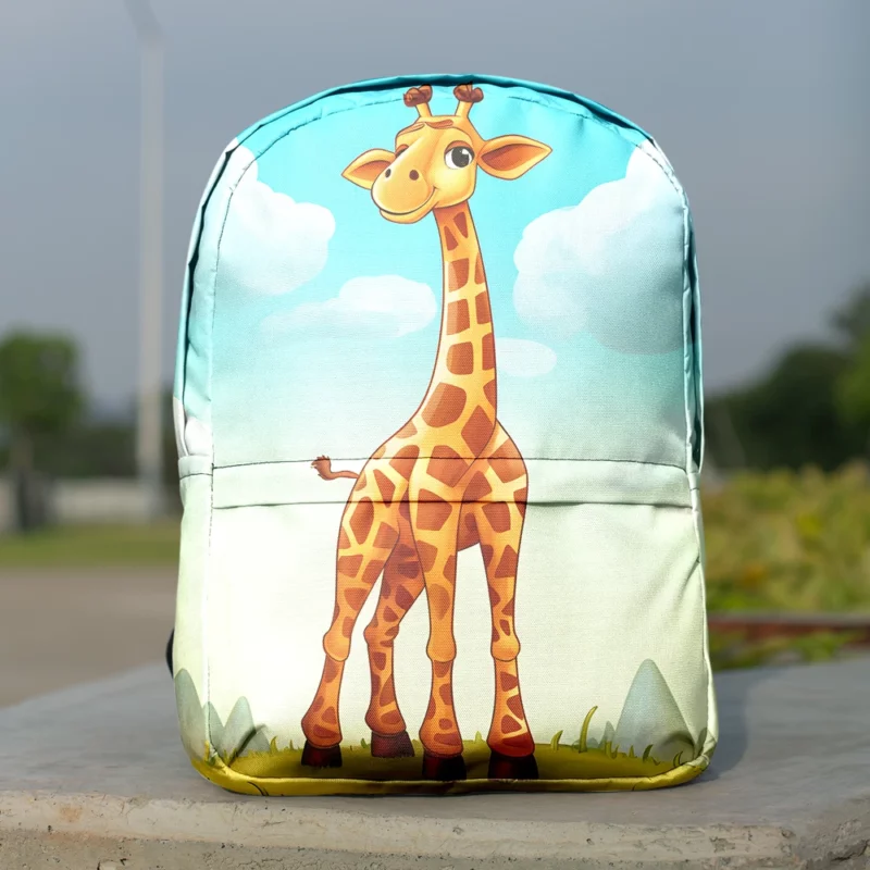 Cheerful Giraffe Under Blue Sky Minimalist Backpack