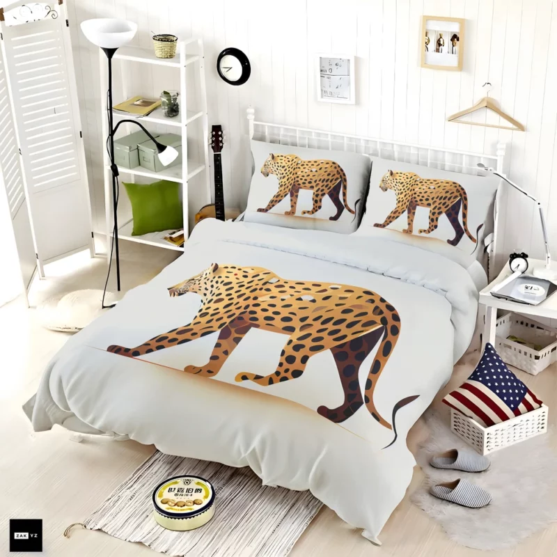 Cheetah Outline on White Bedding Set