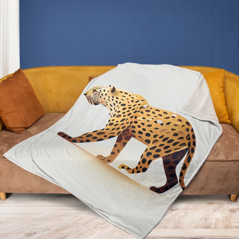 Cheetah Outline on White Fleece Blanket 1