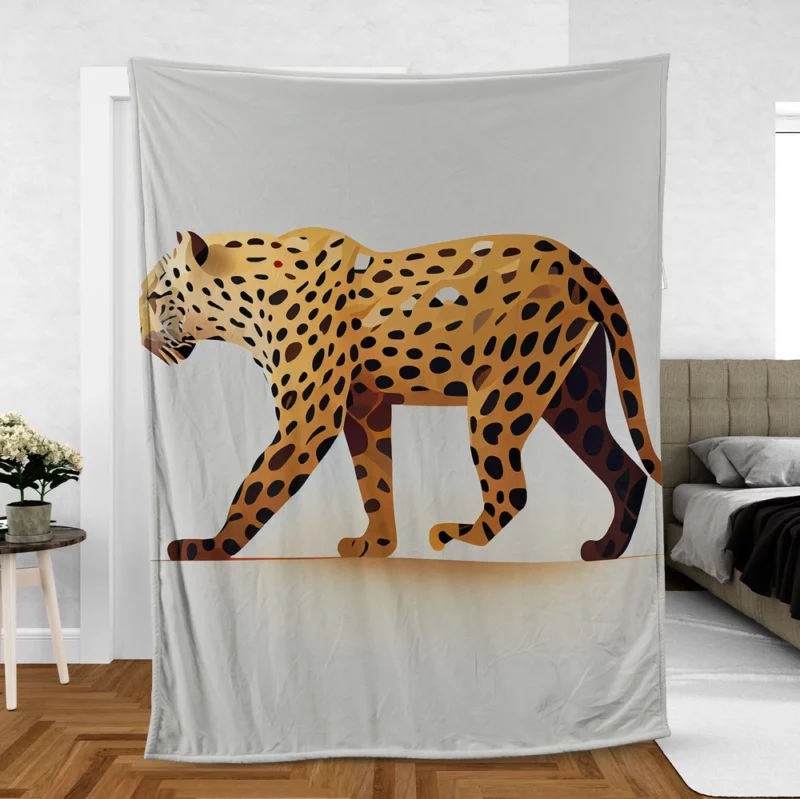 Cheetah Outline on White Fleece Blanket