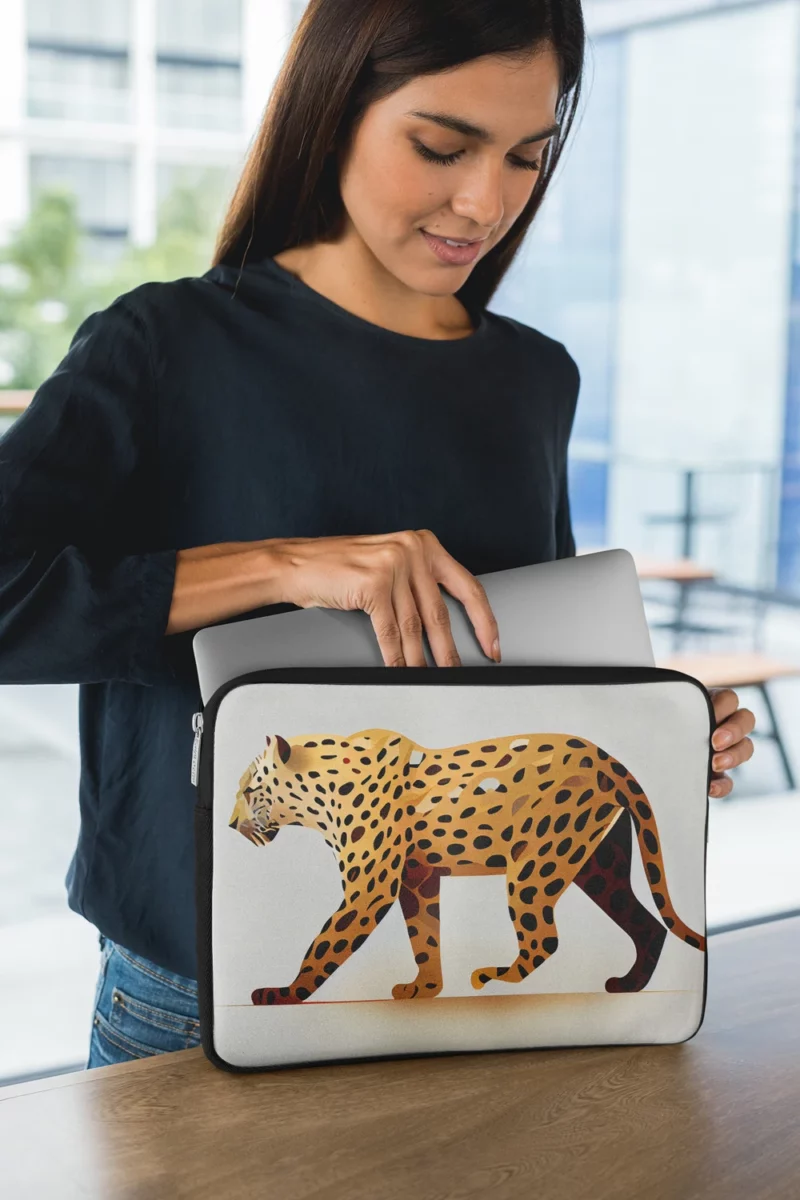 Cheetah Outline on White Laptop Sleeve 1