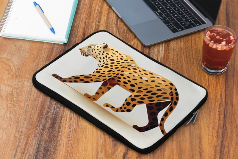 Cheetah Outline on White Laptop Sleeve 2